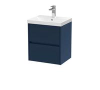 Balterley Chartley Contemporary 2 Drawer Wall Hung Vanity Unit With Thin Edge Basin, Midnight Blue, 500mm