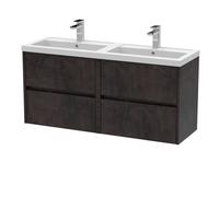 Balterley Chartley Contemporary 4 Drawer Wall Hung Vanity Unit With Double Basin, Metallic Slate, 1200mm