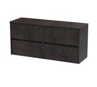 Chartley Contemporary 4 Drawer Wall Hung Vanity Unit with Worktop, Metallic Slate, 1200mm