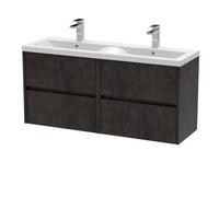 Balterley Chartley Contemporary 4 Drawer Wall Hung Vanity Unit With Double Basin, Metallic Slate, 1200mm