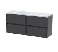 Chartley Contemporary 4 Drawer Wall Hung Vanity Unit with Laminate Worktop, 1200mm