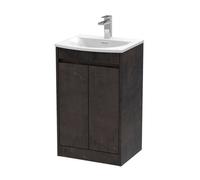 Chartley Contemporary Floor Standing 2 Door Vanity Basin Unit, Curved Basin, 500mm, Metallic Slate