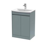 Balterley Chartley Contemporary Floor Standing 2 Door Vanity Basin Unit, Curved Basin, 600mm, Coastal Grey