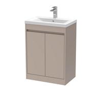 Balterley Chartley Contemporary Floor Standing 2 Door Vanity Basin Unit, Mid-Edge Basin, 600mm, Taupe