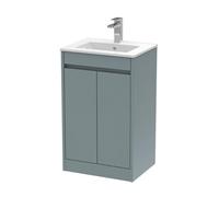 Balterley Chartley Contemporary Floor Standing 2 Door Vanity Basin Unit, Minimalist Basin, 500mm, Coastal Grey