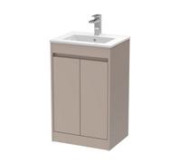 Balterley Chartley Contemporary Floor Standing 2 Door Vanity Basin Unit, Minimalist Basin, 500mm, Taupe