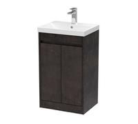Balterley Chartley Contemporary Floor Standing 2 Door Vanity Basin Unit, Thin-Edge Basin, 500mm, Metallic Slate