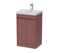 Balterley Chartley Contemporary Floor Standing 2 Door Vanity Basin Unit, Thin-Edge Basin, 500mm, Smoked Red