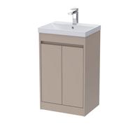 Balterley Chartley Contemporary Floor Standing 2 Door Vanity Basin Unit, Thin-Edge Basin, 500mm, Taupe