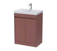 Balterley Chartley Contemporary Floor Standing 2 Door Vanity Basin Unit, Thin-Edge Basin, 600mm, Smoked Red
