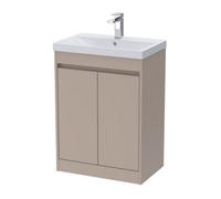 Balterley Chartley Contemporary Floor Standing 2 Door Vanity Basin Unit, Thin-Edge Basin, 600mm, Taupe