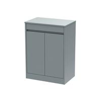 Chartley Contemporary Floor Standing 2 Door Vanity Unit with Laminate Worktop, 600mm, Coastal Grey