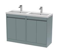Balterley Chartley Contemporary Floor Standing 4 Door Vanity Basin Unit, Polymarble Basin, 1200mm, Coastal Grey