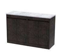 Balterley Chartley Contemporary Floor Standing 4 Door Vanity Unit With Bellato Grey Laminate Worktop, 1200mm, Metallic Slate
