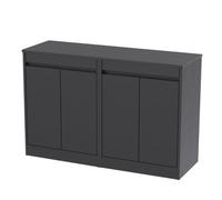 Balterley Chartley Contemporary Floor Standing 4 Door Vanity Unit With Laminate Worktop, 1200mm, Woodgrain Graphite Grey
