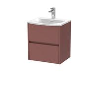 Balterley Chartley Contemporary Wall Hung 2 Drawer Vanity Basin Unit, Curved Basin, 500mm, Smoked Red