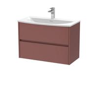 Balterley Chartley Contemporary Wall Hung 2 Drawer Vanity Basin Unit, Curved Basin, 800mm, Smoked Red