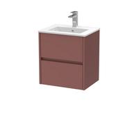 Balterley Chartley Contemporary Wall Hung 2 Drawer Vanity Basin Unit, Minimalist Basin, 500mm, Smoked Red