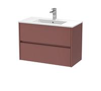 Balterley Chartley Contemporary Wall Hung 2 Drawer Vanity Basin Unit, Minimalist Basin, 800mm, Smoked Red