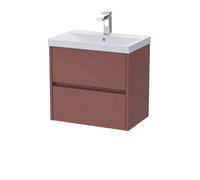 Balterley Chartley Contemporary Wall Hung 2 Drawer Vanity Basin Unit, Thin-Edge Basin, 600mm, Smoked Red