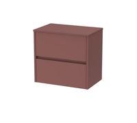 Chartley Contemporary Wall Hung 2 Drawer Vanity Unit with Laminate Worktop, 600mm, Smoked Red