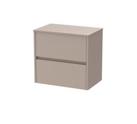 Chartley Contemporary Wall Hung 2 Drawer Vanity Unit with Laminate Worktop, 600mm, Taupe