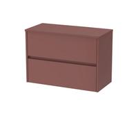 Chartley Contemporary Wall Hung 2 Drawer Vanity Unit with Laminate Worktop, 800mm, Smoked Red