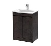 Balterley Chartley Floor Standing 2 Door Vanity Unit, Curved Basin, 600mm, Slate in Grey Balterley Grey