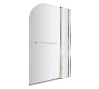 Balterley 998 x 1433mm Bath Shower Screen, Round Corner Shower Screens for Baths with Towel Rail, 6mm Toughened Safety Bath Door Screen, 180° Pivot Double Panel Reversible Door Screens (Chrome)