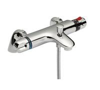 Balterley Thermostatic Bath Shower Mixer Bar Valve Tap, Round Bath Bar Valve with Spout, Anti-Scald, Deck Mounted Thermostatic Shower Mixer Tap for Bathroom Baths - 288 x 195 x 40mm (Chrome)