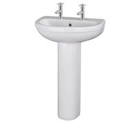 Balterley Churnet Round 2 Tap Hole Basin & Full Pedestal - 550mm