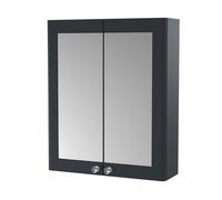 Balterley Clasic Wall Hung 2 Soft Close Door Mirror Cabinet Soft Black 600mm in Grey Balterley Grey