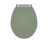 Balterley Wooden Oval Shape Toilet Seat Soft Close, Top Fix Soft Close Toilet Seat, Oval Seats for Toilets with Adjustable Hinges & Quick Release for Easy Cleaning - 350 x 451 x 60 mm (Green)