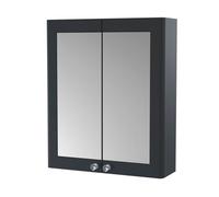 Balterley Classic Traditional Bathroom Wall Hung 2-Door Mirror Cabinet, Dark Grey, 600mm