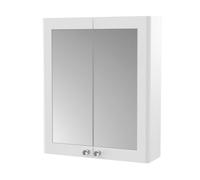 Balterley Classic Traditional Bathroom Wall Hung 2-Door Mirror Cabinet, Satin White, 600mm
