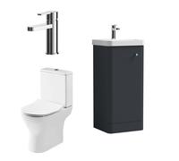 Balterley Cloakroom Floor Standing 400mm Vanity, Toilet & Tap Set - Dark Grey Balterley Grey