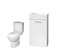 Cloakroom Suite Floor Standing Vanity and Toilet Set Gloss White Balterley White One Size