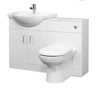 Balterley Cloakroom Furniture Pack - Cabinet, Round Basin, Wc Unit, Concealed Cistern, Back To Wall Pan And Soft Close Seat - Gloss White
