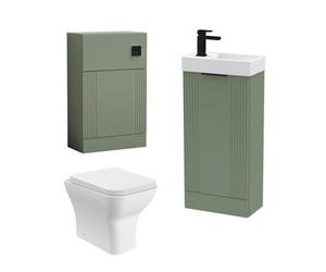 Balterley Cloakroom Suite - Fluted Floor Standing Vanity, Wc, Toilet And Tap- Green/black