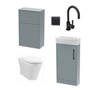 Balterley Cloakroom Suite Left Hand Vanity WC Toilet Tap Set 440mm - Grey Black Balterley Grey