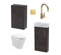 Balterley Cloakroom Suite Right Hand Vanity WC Toilet Tap Set - Slate Brass in Grey Balterley Grey