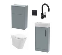 Balterley Cloakroom Suite Vanity Unit Tap Toilet Set - Grey Black Balterley Grey
