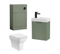Balterley Cloakroom Suite - Wall Hung Basin Unit, Toilet & Tap - Green/black