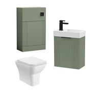 Balterley Cloakroom Suite Wall Hung Vanity Toilet Tap Set - Green Black Balterley Green