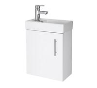 Balterley Cloakroom Wall Hung 1 Door Vanity Unit With Basin, 400mm - Gloss White