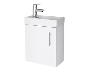 Balterley Cloakroom Wall Hung 1 Door Vanity Unit with Basin Gloss White 400mm Balterley White