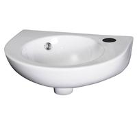 Balterley 430mm Bathroom Sink, Wall Hung Ceramic Round Bowl Bathroom Wash Basin Sink with Overflow, 1 Tap Hole, Wall Mounted Basin Sinks for Bathrooms and Cloakroom - 430 x 345 x 165mm (White)