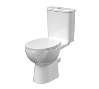 Balterley Close Coupled Rimless Toilet with Cistern & Soft Close Seat, Bathroom Toilet Cistern with Round Rimless Pan & Push Flush Button, WC Toilets for Bathrooms - 352mm x 635mm x 780mm (White)