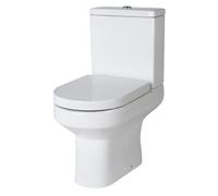 Balterley Close Coupled Toilet with Cistern, Bathroom Toilet Cistern with D Shape Pan & Dual Flush, Semi Flush-to-Wall Toilets for Bathrooms & Cloakroom - 380mm x 625mm x 800mm (White)