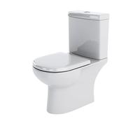 Balterley Close Coupled Toilet with Cistern, Bathroom Toilet Cistern with D Shape Pan & Dual Flush, Semi Flush-to-Wall Toilets for Bathrooms & Cloakroom - 395mm x 670mm x 825mm (White)